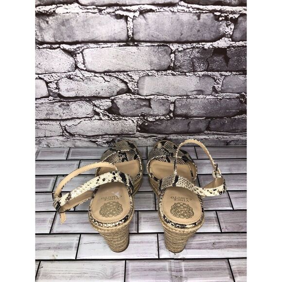 Vince Camuto Marybell Ivory Leather Snake Wedge Espadrilles Sandals Women’s 10.5 - Picture 5 of 16